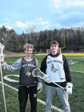 LAX1 West Milford High School boys lacrosse team captains are John Biegel, left, and Nash Appell. (Photo provided)