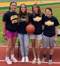 Pictured from left to right are the captains of the West Milford girls basketball team: Sam Araujo, Rebecca DeTuro, Olivia Arciniega and Rachel Chandler. Photo provided by West Milford High School Athletics.