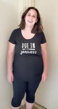 Baby boom or bust? Either way, pregnancy looks different during the coronavirus Dana Becker's T-shirt gives her due-date.