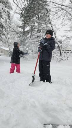 9.5 inches of snow reported SN1 Olivia Padilla of West Milford throws a snowball at her brother Victor on Tuesday, Feb. 13. (Photo by Rich Adamonis)
