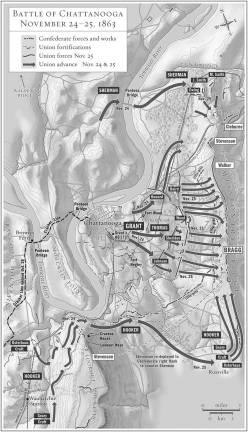 The cartographer's art David Lindroth's map of Chattanooga is from Ron White’s "American Ulysses."