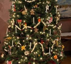 The Christmas tree at the West Milford Museum is decorated with handmade ornaments. (Photo provided)