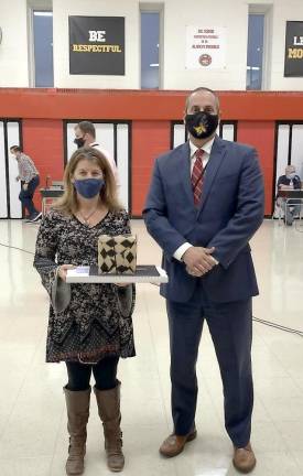 West Milford Superintendent of Schools Alex Anemone and the district’s Teacher of the Year, Rachel Lehr, a second grade teacher at Marshall Hill Elementary School.