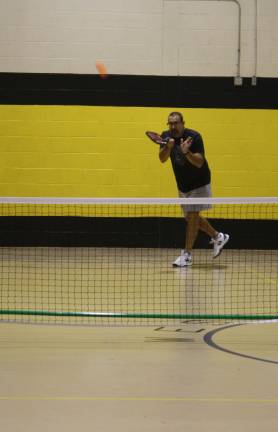 Photos by Linda Smith Hancharick Mike Dato of West Milford brought pickleball to the West Milford Recreation Center. Now, an active group of players meets every Tuesday and Thursday morning to play this popular game.