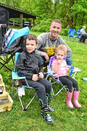 ‘Fishing and family fun’ Michael DiGiacomo with his son Gabe, 5, and his daughter Amelia, 3.