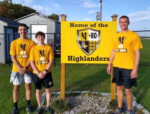 Captains of the Highlander cross country team: J.D Jones, Colin Menier and Wyatt Space.