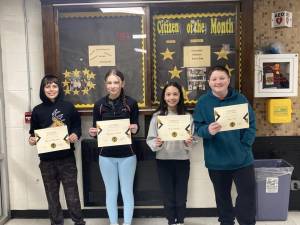 Macopin Middle School’s Citizens of the Month for December are, from left, Travis Blondin, Kaylyn Jones, Ava Martin and Kaz Sek. (Photo provided)