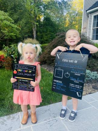 First day of school in West Milford Anna and Benjamin are ready for pre-K and kindergarten, respectively.