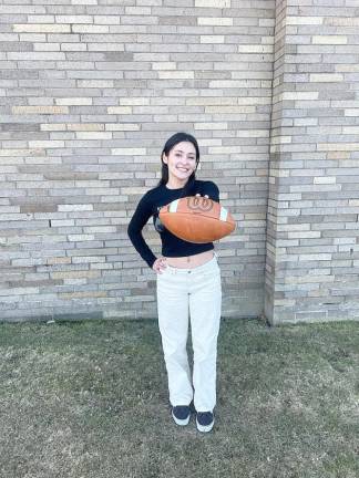 Girls to compete in flag football this spring West Milford High School junior Tiffany Vargas was instrumental in gaining a $4,644 grant from the New York Jets to fund the girls flag football club. (Photo provided)