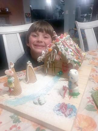Gingerbread houses delight the judges Vinny Hecker, first place kit, ages 4-5