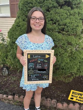 First day of school in West Milford Lena, off to sixth grade.