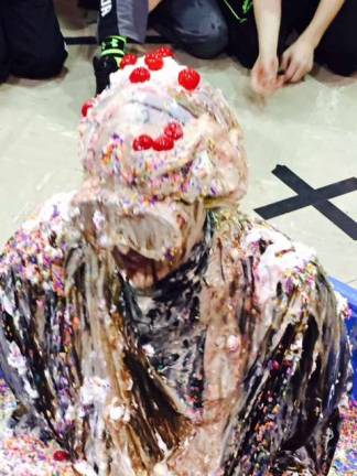 'Principal Sundae' is on the menu at Apshawa Photos provided With a cherry on top! Principal of Apshawa Elementary school, Stephanie Primavera, became a human ice cream sundae as part of a deal with students if they read 1,500 books.
