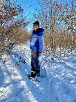 Sue Davies and Regina Ang have taken to snowshoeing since the first snow this season