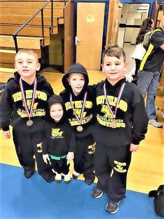 West Milford Junior Wrestlers showing their medals after the Butler Bulldog Novice Tournament