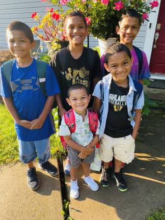 First day of school in West Milford Cole, Xavier, Sreeni, Luke and KJ are ready for the new school year.