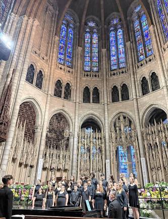 Choir receives gold rating CR1 The West Milford High School Choir performs in New York City. (Photo provided)
