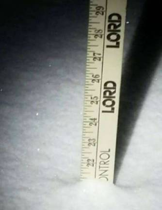 West Milford hit hard for second time in week, 21 inches of snow Photo submitted by <saxo:ch value="226 128 168"/>Nancy L. Coleman Staubitz She recorded 21 inches of snow at her West Milford home at 8:50 p.m. on Wednesday, March 7 during Winter Storm Quinn.