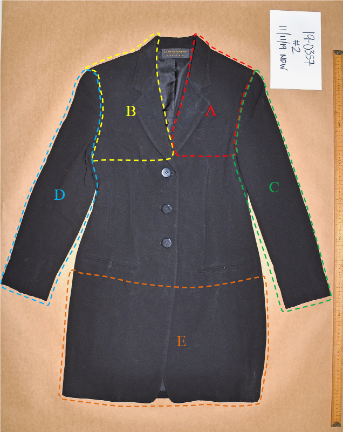 E. Jean Carroll requests DNA sample from Trump Outside front of dress showing approximate sample areas from forensic analysis.
