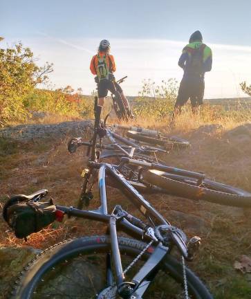 Hewitt locals Joe Janisheski and Steve Lynn on the trails at the former Jungle Habitat. Photo by Tom Hennigan.