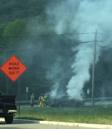 Car fire stops traffic on Route 23 Car fire stops traffic on Route 23