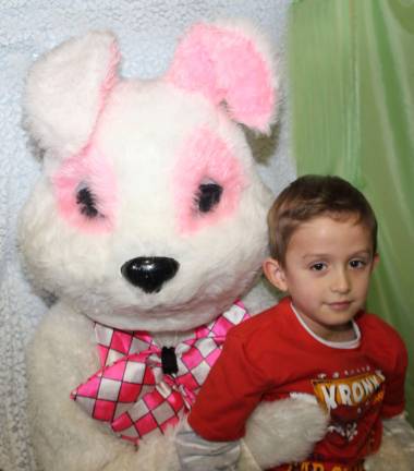Brody Brown, 5, snuggled up with the bunny.