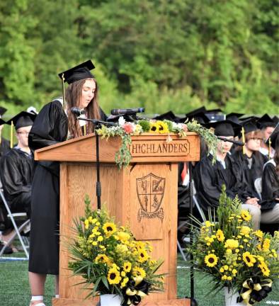 Salutatorian Olivia Gallione addresses the class.