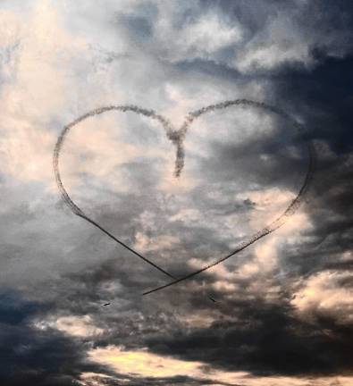 NJ Airshow plans return this fall Smoke from planes forms a heart in the sky Friday, June 13. (Photo by Denise von Wilke)