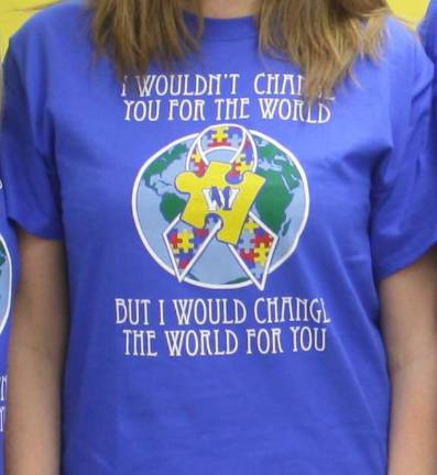 District 'lights it up blue' for autism awareness West Milford's autism awareness t-shirts.