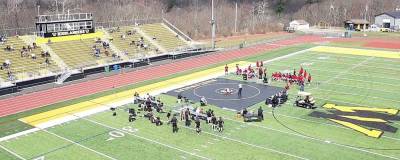 West Milford hosted the first ever outdoor wrestling match in Passaic County high school wrestling history. “We did this,” coachTaylor Pevny said, “to take advantage of the shortened season being moved to March-April due to the pandemic.’’ Provided photos.