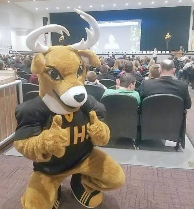 The West Milford mascot gives its thumbs up about the resumption of high school sports. Photo source: westmilfordathletics.org