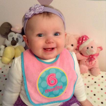 Oh Baby it's Spring! Baby Photo Contest Photo, Amanda Menier of Hewitt "Brielle at 6 months of age. Always happy!"