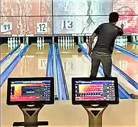 RJ Utter bowling a perfect game during practice.