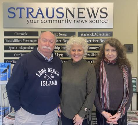 Bob Quinn with Publisher Jeanne Straus and Editor Jessica Cohen.