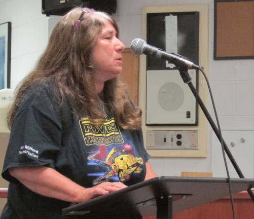 School board names new Transportation head Joan Fredericks, president of the West Milford Bus Drivers Association, speaks to the West Milford Board of Education in support of Karen Wilm as Transportation supervisor.