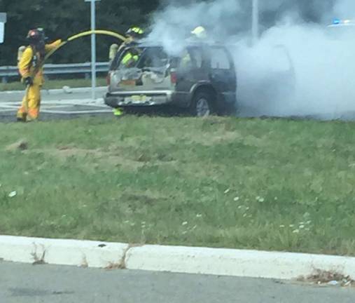 Car fire stops traffic on Route 23 Photos courtesy of Karen Wiedmann
