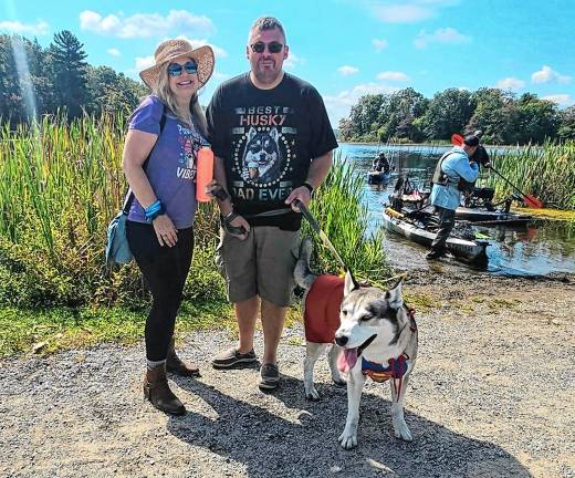 Dog Walk raises money for shelter Sue and Magnar Kvanali with Lenny, who they recently adopted from the West Milford Animal Shelter Society. (Photos provided)