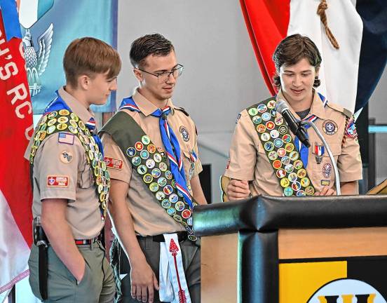 West Milford. New Eagle Scouts From left, Benjamin Lighty, Benjamin Gray and Lucien Barca are new Eagle Scouts in Troop 114.