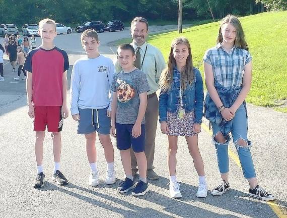 Sixth graders Trevor Docwra, Daniel Burke, Luke Bosgra, Marissa Bednar, and Madison Piecuch.