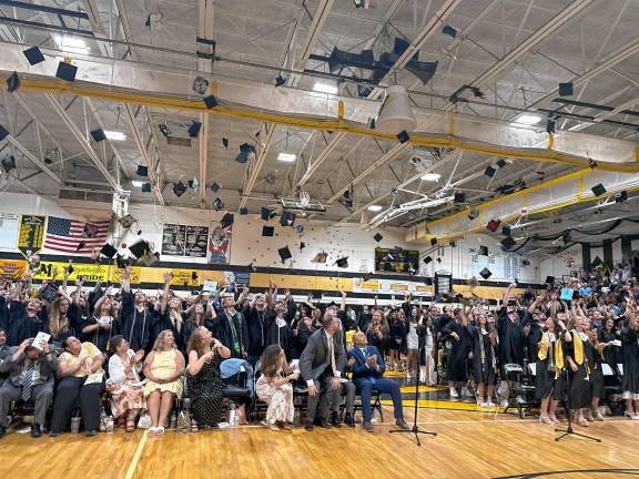 Photos: West Milford High School graduation Members of the West Milford High School Class of 2025 toss their caps in the air at the end of graduation Thursday, June 19. (Photos by Denise von Wilke)