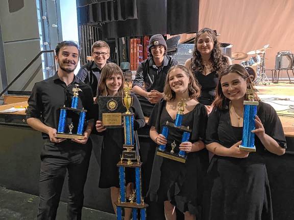 Vocal Jazz Ensemble 2nd in state contest Members of the West Milford High School Vocal Jazz Ensemble with awards they received at the New Jersey Association for Jazz Education State Vocal Jazz Festival on May 2. (Photo provided)