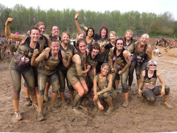 Who's your Mudder? Participants include: Linda Begley, Cheryl Botsolas, Missy Cavagnino, Amy Cochran, Linda Connolly, Nicole D’Elio, Leslie Finke, Lori Kelley, Fran Kulak, Lydia Laba, Michelle Lugerner, Kelly McCourt, Cheri Orlando, Krista Provost, Trish Schmicker, Jeanine Stark, Cheryl Stark, Karen Szura, and Sam Szura. Macopin principal Mary Reinhold and colleague Joan Schaap attended the event and cheered the teamon.