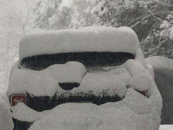 West Milford hit hard for second time in week, 21 inches of snow Photo submitted by John Wolfrom West Milford resident John Wolfrom’s Jeep is buried even after an earlier clearing by 4:30 p.m. Wednesday, March 7.