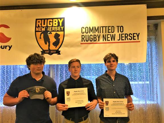 Three Highlander Rugby Players Honored by Rugby NJ Jacob Brennan, Will Reich and Colm Davidson were recently recognized for their play by Rugby NJ. Submitted photo