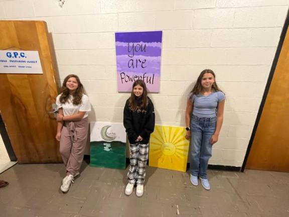 Kaitlyn Donaldson, Lily Santiago and Sonny Lynn Hart of Girl Scouts Troop 97403 established the Girls Preparing Closet, which stores period products.
