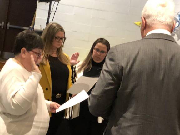 Taking the oath of office Tuesday, Jan. 2 are West Milford Board of Education members, from left, Lynda Van Dyk, Miranda Jurgensen and Stephanie Marquard.