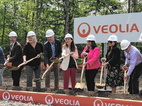 Veolia to build 2 wastewater plants State and local officials along with Veolia representatives symbolically break ground on projects to upgrade two wastewater treatment plants in West Milford on Wednesday, June 11. (Photos by Kathy Shwiff)