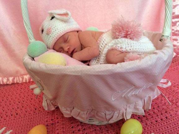 Oh Baby it's Spring! Baby Photo Contest Photo, Lindsay Dischley of Sparta "Anna Marie Dischley is just over week old. This is her first Easter."
