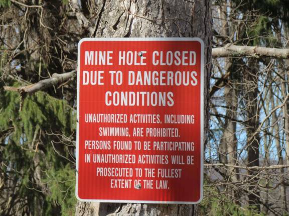 Divers unable to locate body of swimmer at Long Pond Ironworks The area is marked with signs stating swimming is not allowed. Despite the signs, Mine Hole is a common site for jumping off cliffs and swimming.