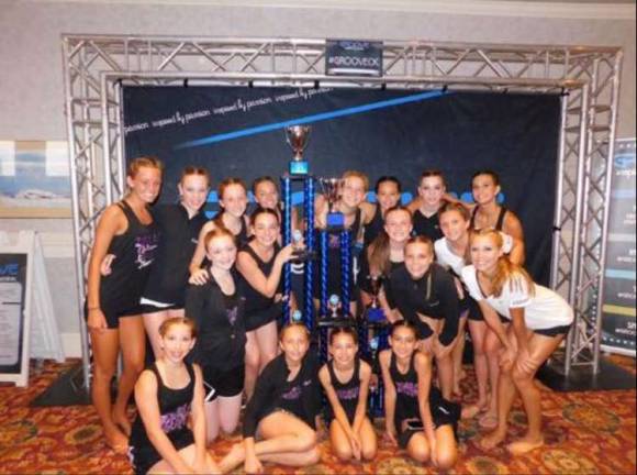 Photos provided Members of the Zodiacs Dance Academy proudly show some of their trophies from the Groove National Dance Competition held in Ocean City, Maryland last month.