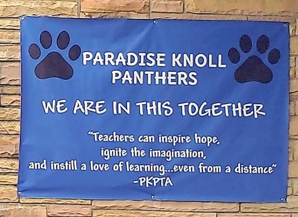 Recently during Teacher Appreciation, the PK PTA donated a banner for Paradise Knoll Elementary School. The PTA wanted to recognize all the hard working teachers and staff during this unsettled time. The message of hope and thanks will be a reminder of 2020: We are in this Together!